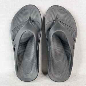 OOFOS OOlala Womens 7 Recovery Sport‎ Shoes Black Thong Flip Flop Casual Slide